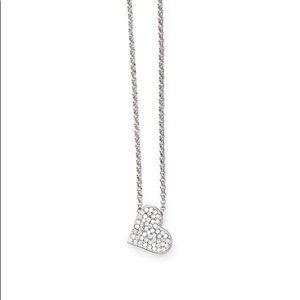 Delicate Silver Pave Heart Necklace